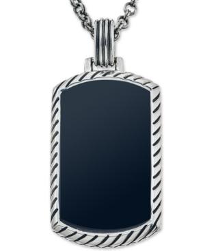 Esquire Men's Jewelry Onyx (36 X 20mm) Dog Tag Pendant Necklace In Sterling Silver