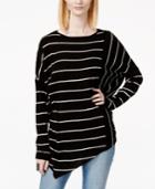 Inc International Concepts Striped Asymmetrical-hem Sweater, Only At Macy's