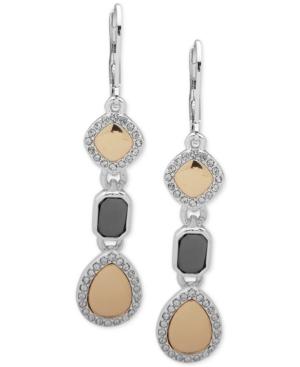 Nine West Tri-tone Pave Triple Drop Earrings
