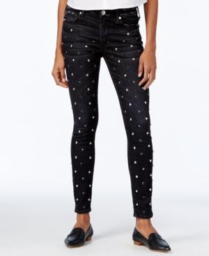 True Religion Halle Studded Black Wash Skinny Jeans