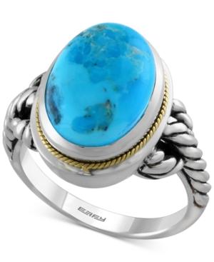 Turquesa By Effy Manufactured Turquoise Braided-style Ring (5-3/4 Ct. T.w.) In Sterling Silver And 18k Gold