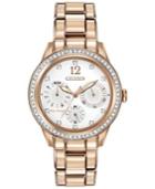 Citizen Women's Chronograph Eco-drive Silhouette Crystal Rose Gold-tone Stainless Steel Bracelet Watch 37mm Fd2013-50a
