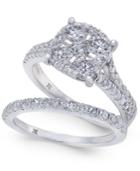 Diamond Cluster & Pave Bridal Set (2 Ct. T.w.) In 14k White Gold