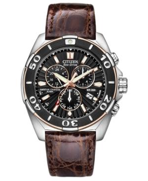 Citizen Watch, Men's Eco-drive Signature Perpetual Calendar Chronograph Brown Leather Strap 43mm Bl5446-01e