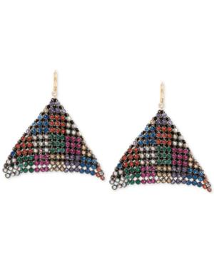 Betsey Johnson Two-tone Multi-crystal Mesh Drop Earrings