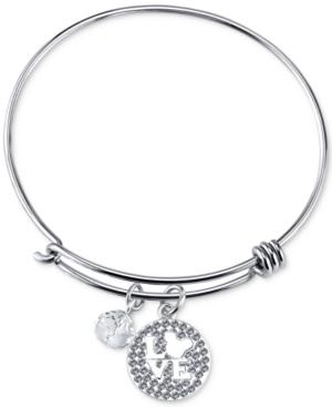 Disney Mickey Mouse Crystal Charm Bracelet In Stainless Steel