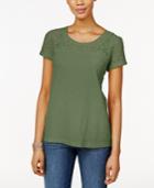 Style & Co. Lace-trim T-shirt, Only At Macy's