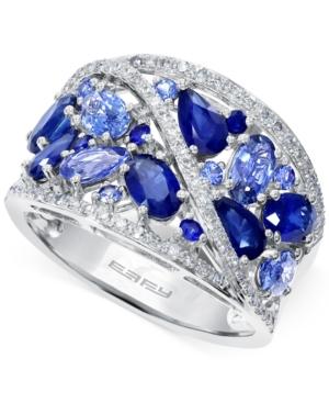 Effy Sapphire (3-1/8 Ct. T.w.) And Diamond (1/4 Ct. T.w.) Ring In 14k White Gold, Created For Macy's
