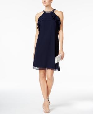 Msk Embellished Ruffled Shift Dress
