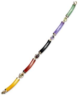 10k Gold Bracelet, Multistone Link Bracelet