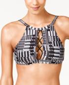 Kenneth Cole After Midnight Printed Strappy High-neck Bikini Top Women's Swimsuit