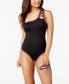 Becca Mardi Gras One-shoulder Embroidered Swimsuit Women's Swimsuit