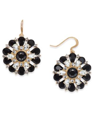Charter Club Gold-tone Stone And Crystal Disc Drop Earrings, Created For Macy's