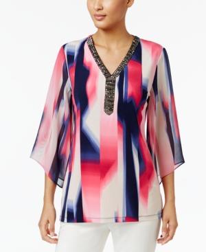 Jm Collection Studded Print Top, Only At Macy's