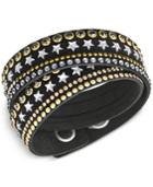 Swarovski Gold-tone Multi-stone & Stars Black Fabric Wrap Bracelet