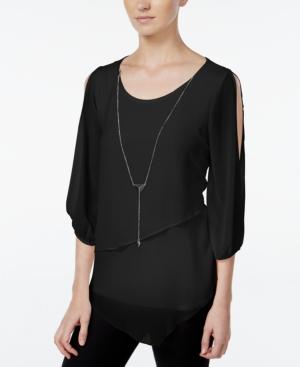 Bcx Juniors' Split-sleeve Tiered Top