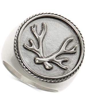 R.t. James Men's Silver-tone Deer Antlers Ring