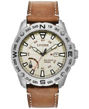 Citizen Men's Eco-drive Brown Leather Strap Watch 44mm, A Macy's Exclusive Style