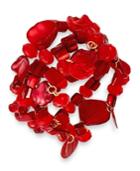 Style & Co. Gold-tone Red Shell Three-row Stretch Bracelet