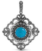American West Turquoise Concha Pendant Enhancer In Sterling Silver