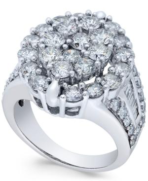 Diamond Oval Cluster Engagement Ring (4 Ct. T.w.) In 14k White Gold
