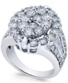 Diamond Oval Cluster Engagement Ring (4 Ct. T.w.) In 14k White Gold