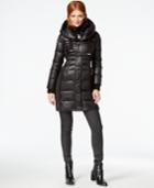 Tahari Knit-collar Contrast-quilted Packable Down Coat