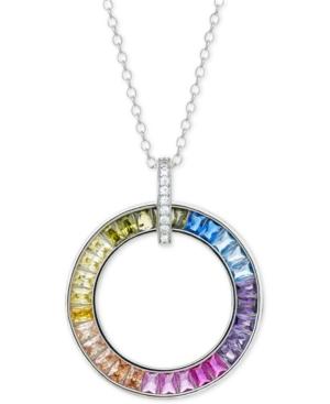 Giani Bernini Cubic Zirconia Rainbow Circle 18 Pendant Necklace In Sterling Silver, Created For Macy's