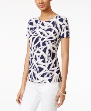 Jm Collection Textured Tee, Crescent Print
