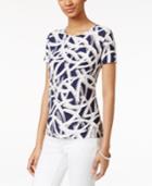 Jm Collection Textured Tee, Crescent Print