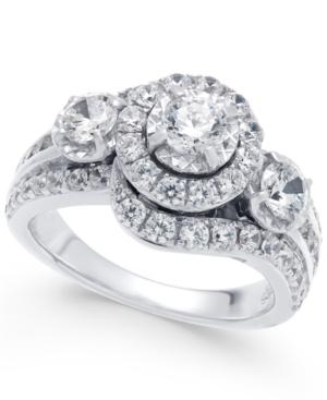 Diamond Swirl Halo Engagement Ring (2 Ct. T.w.) In 14k White Gold