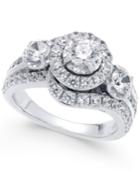 Diamond Swirl Halo Engagement Ring (2 Ct. T.w.) In 14k White Gold