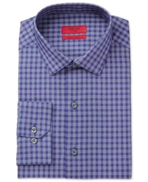 Alfani Red Fitted Performance Navy Cross Check Dress Shirt, Only At Macy's