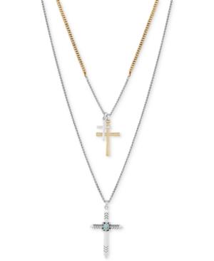 Lucky Brand Two-tone Triple Cross Layer Pendant Necklace