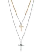 Lucky Brand Two-tone Triple Cross Layer Pendant Necklace