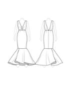 Fame And Partners Moroccan Dream V-neck Plunging-back Mermaid Dress