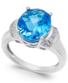 Swiss Blue Topaz (4-9/10 Ct. T.w.) And White Topaz (1/4 Ct. T.w.) Ring In Sterling Silver