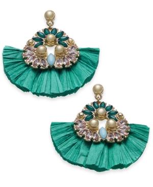 I.n.c. Gold-tone Stone & Raffia Fan Drop Earrings, Created For Macy's