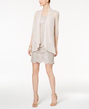 R & M Richards Petite Lace Dress And Draped Jacket