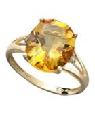 14k Gold Ring, Citrine (3-1/2 Ct. T.w.) And Diamond Accent Statement Ring