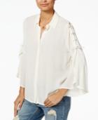 One Hart Juniors' Lace-up Bell-sleeve Shirt