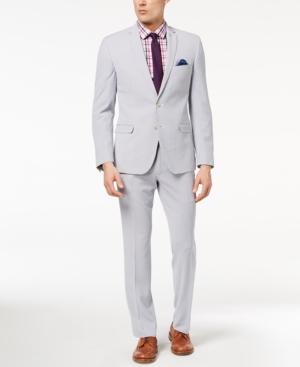 Nick Graham Men's Slim-fit Stretch Blue/white Seersucker Suit
