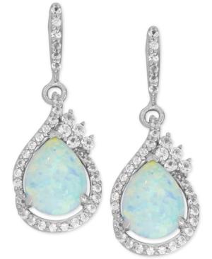 Lab-created Opal (1-1/2 Ct. T.w.) And White Sapphire (1/2 Ct. T.w.) Drop Earrings In Sterling Silver