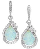 Lab-created Opal (1-1/2 Ct. T.w.) And White Sapphire (1/2 Ct. T.w.) Drop Earrings In Sterling Silver