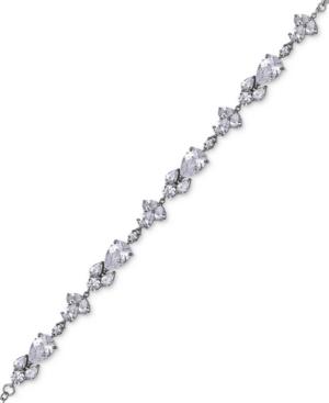Nina Silver-tone Floral Crystal Tennis Bracelet