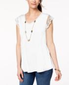Style & Co Cotton Embroidered T-shirt, Created For Macy's