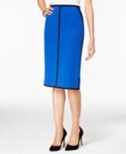 Kasper Stretch-crepe Contrast Piped Pencil Skirt