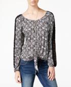 American Rag Printed Tie-hem Peasant Top, Created For Macy's