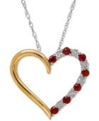 Ruby (1/3 Ct. T.w.) And Diamond Accent Heart Pendant Necklace In Sterling Silver And 14k Gold