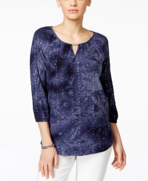 Jm Collection Embellished Tie-dyed Blouse, Only At Macy's